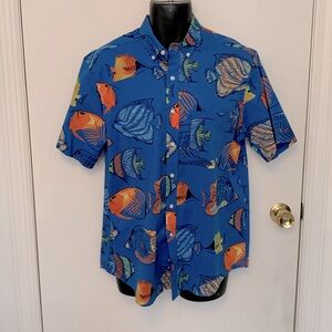 CLUB ROOM Fish-Print, Regular Fit, Point collar, Pocket, button down Size M #87